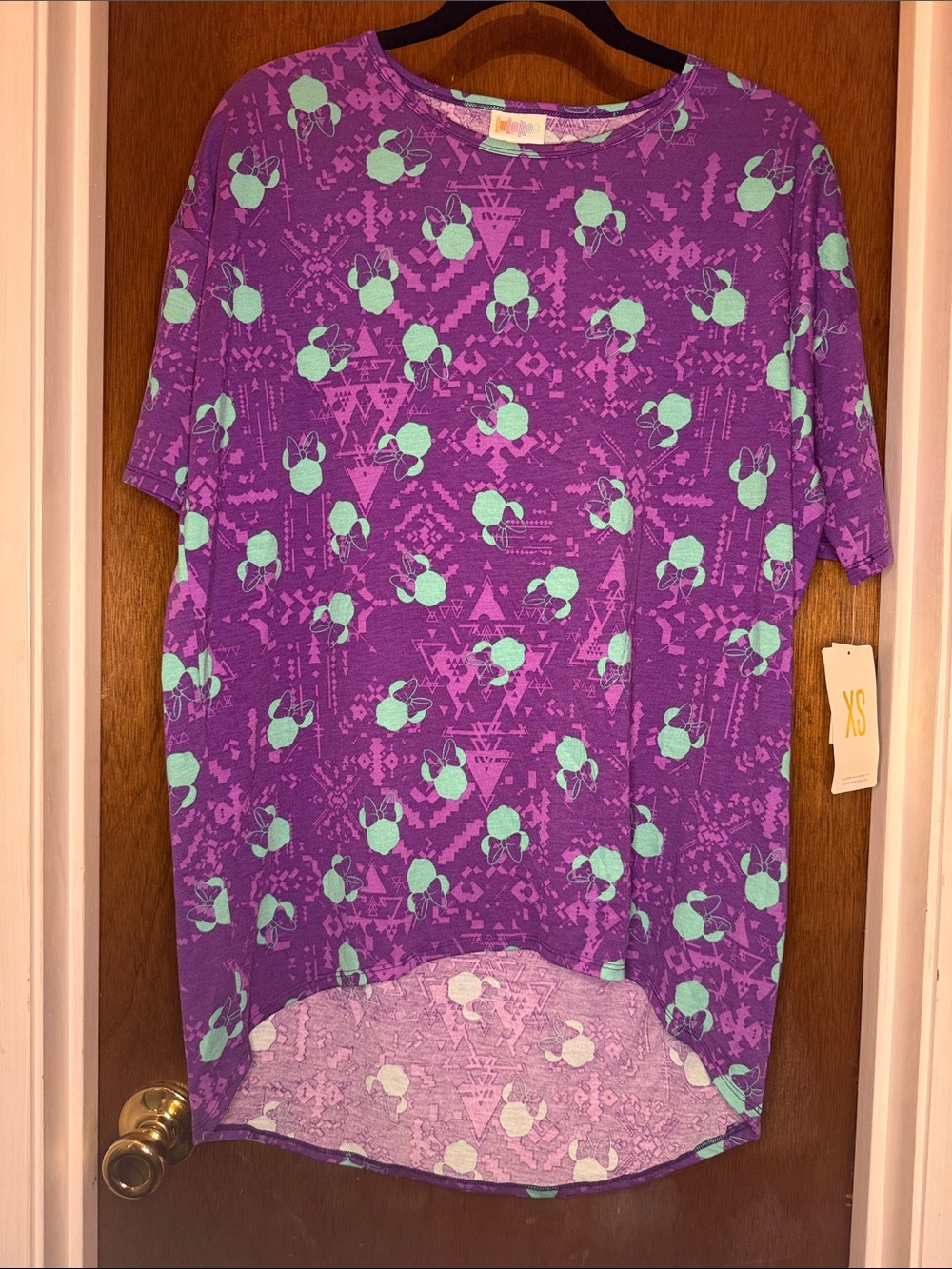 Purple Womens Disney Short-Sleeve Top with Mint Pattern